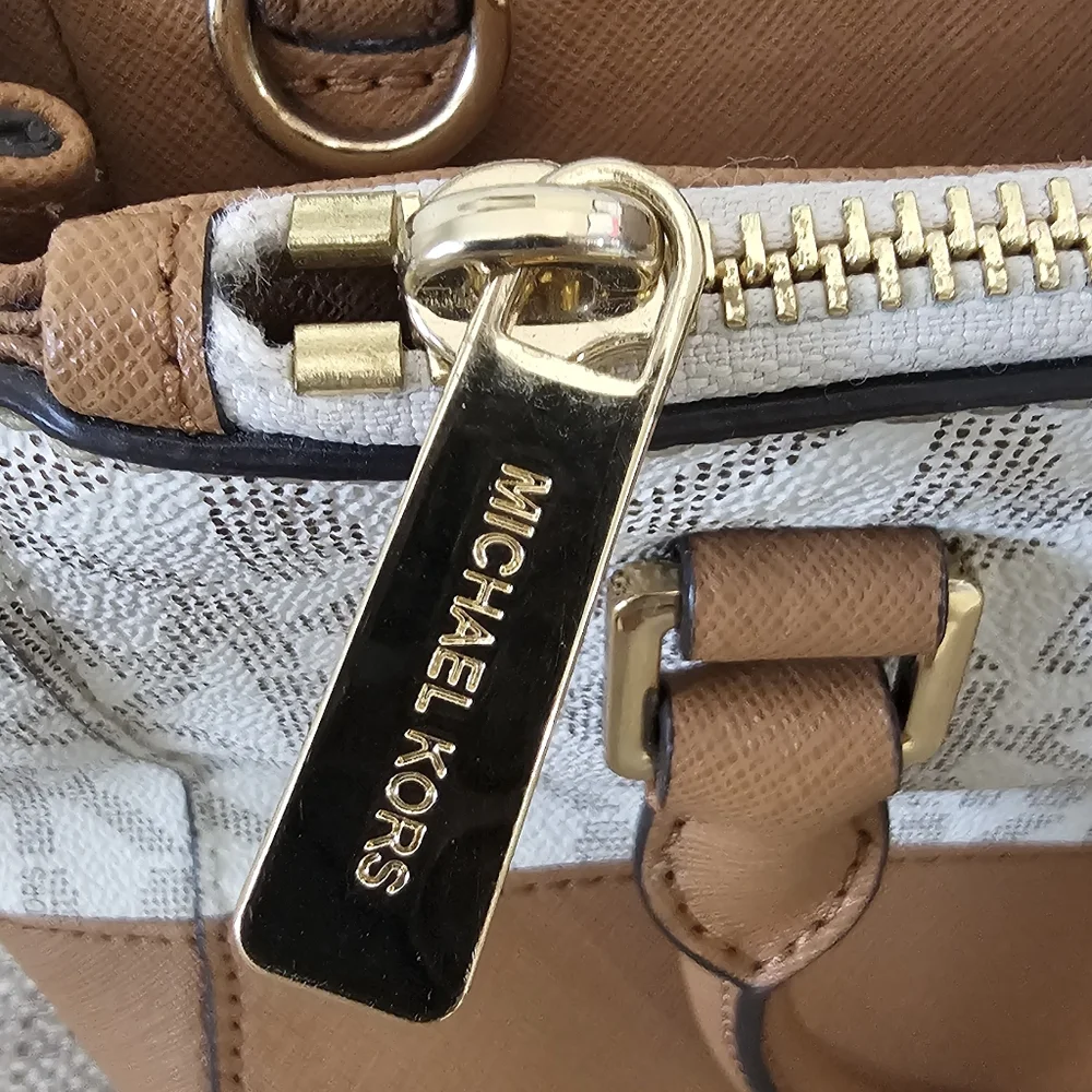 Michael Kors Cream and Tan Satchel